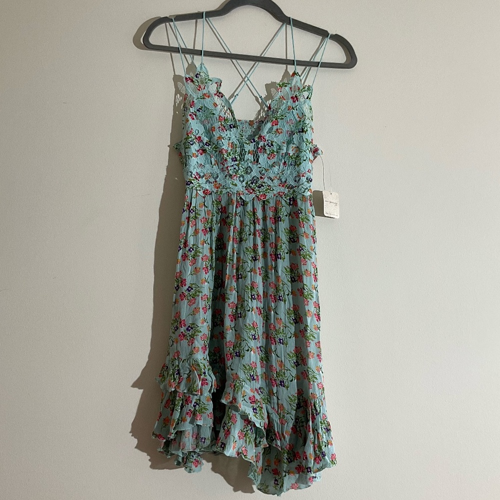 Free People Adella Slip Dress in Blue floral - Picture 4 of 7